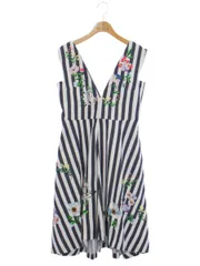 チェスティ 0S551 ジャンパースカート 0 ネイビー/ホワイト フラワー刺繍 ストライプ ITX3HXUZJR3Q