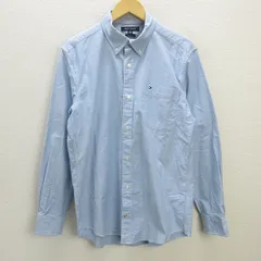 D■トミーヒルフィガー/TOMMY HILFIGER 長袖オックスフォードシャツ/ボタンダウン【M】青系/MENS/87【中古】