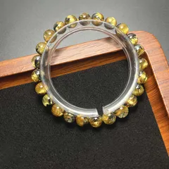 上級 EU製 ★太陽花タイチンルチル★黄金針水晶 金運 開運 ゴールド ブレスレット パワーストーン ギフト 7.4-7.8mm ZB8298