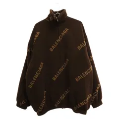 BALENCIAGA (バレンシアガ) Logo-print Zip-up Jacket ロゴプリント ジャカード ハイネック ジッパー ジャケットアウター ブラウン 647460 TIU02のサムネイル