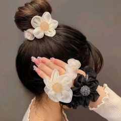 ヘアゴム おしゃれ 大人  大きめ  無地 シンプル 髪飾り ホワイト ブラック