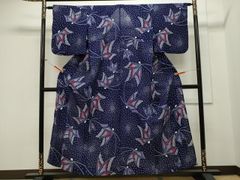 浴衣 有松鳴海絞り 藍染 蝶文様 鹿の子 ドット 着物 061b - メルカリ