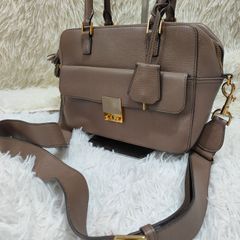 美品] バーニーズニューヨーク ハンドバッグ 2Way シボ革 ゴールド金具 