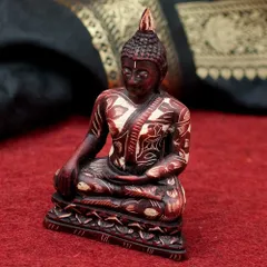 手彫り模様のブッダ像[3.2cm] / レジン　神様 ヒンドゥー教 仏教 置物 仏陀 釈迦 仏像 ゴータマ・シッダッタ 