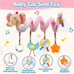 ぬいぐるみ幼児用カーシートおもちゃ - 男の子＆女の子0-12ヶ月用カラフルアクティビティベビーカーアクセサリー、ベビーベッド、ベビーカー、幼児用キャリアに最適 - 誕生日、クリスマス　プレゼント