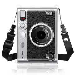 PVC(透明) クリスタルシェル 全面保護 軽量 傷つけ防止 ハード Evoケース mini mini instax instax カメラ保護バッグ チェキエボケース カメラケース チェキEvo Evo透明ケースショルダーストラップ付き FUJIFILM Ri