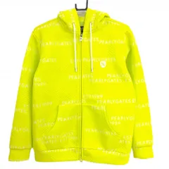 【新品】パーリーゲイツ ジップパーカー イエロー×白 ロゴ総柄 ブルゾン  レディース 1(M) ゴルフウェア 2022年モデル PEARLY GATES