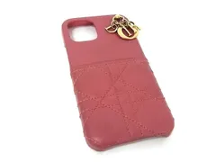 ChristianDior ディオール レディディオール カナージュ パテントレザー iPhone12 対応 アイフォンケース ピンク系 BJ6600