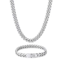 【新着商品】18kgp キヘイ マイアミキューバンチェーン 4面カット 幅8mm アクセサリー HIPHOP メンズ プレゼント 喜平ネックレスとブレスレットセット 誕生日 ギフト KRKC&CO クリスマス