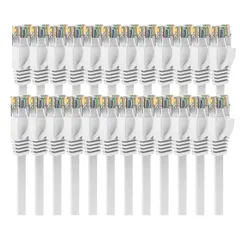 【在庫処分】カテゴリ6 家庭用 業務用 (0.5m サーバー フラットケーブル RJ45コネクタ 有線lanケーブル 5本 5本 CAT6準拠 フラットタイプ ランケーブル ホワイト) 有線ケーブル 0.5m LANケーブル