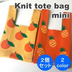 ＼夏応援☆2個セット／ ☆今だけ大幅割引☆ INS 韓国 ニットバッグ トートバッグ マルシェバッグ エコバッグ サブバッグ ミニトート ミニバック トート バッグ 人気 フルーツ 果物 2color 2個セット