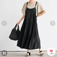 新品 未使用 タグ付き r.p.s アールピーエス レディース ロング丈 プリーツ キャミ ワンピース F フリーサイズ ブラック おしゃれ カジュアル 可愛い リゾート