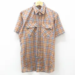 L/古着 リーバイス Levis 半袖 ウエスタン シャツ メンズ 80s 茶他 ブラウン チェック 25apr19 中古 トップス