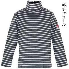 【綿95％／チャコール】ボーダー フライス タートル ネック ストレッチ V.O.A 110-160cm【送料無料】