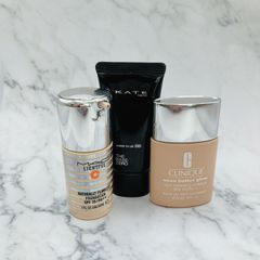 ［良品］KATE ウォーターインオイル BB 01 化粧下地 Mac ライトフルC + ナチュラリー フローレス ファンデーション NC 37 CLINIQUE イーブン ベター グロウ メークアップ 15 ライトオークル 3点 まとめ売り 01-0066