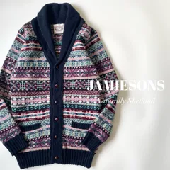JAMIESONS / UNITED ARROWS展開　フェアアイル　総柄　ショールカラー　カーディガン