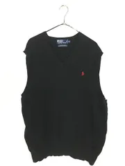 古着 Polo Ralph Lauren ポニー ワンポイント ソリッド 上質 ピマ コットン ニット ベスト 黒 XL 古着 