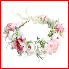 【人気商品】サムコス 髪飾り ヘアバンド 花かんむり カチューシャ 花冠 クラウン 女の子 ヘッドドレス ヘアアクセサリー ウエディング ヘッドドレス髪飾り ウェディング 結婚式 入学式 卒業式 パーティー ダンス 撮影 (ライトピンク)