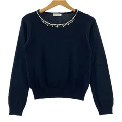 index インデックス ビジューデザインニット sizeS/ネイビー