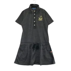 サイズ：LL FILA GOLF フィラゴルフ  半袖 ポロ ワンピース ボーダー柄 グレー系 [240101472509] ゴルフウェア レディース ストスト