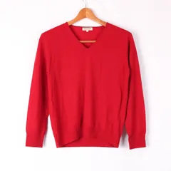 ポールスチュアート ニット セーター 長袖 Vネック シンプル 無地 トップス ウール100% レディース 6サイズ レッド PAUL STUART 【中古】