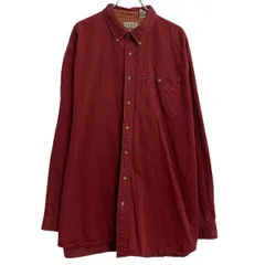 L.L.Bean 長袖 無地シャツ XXL ワインレッド エルエルビーン ボタンダウン ビッグサイズ 裏チェック 古着卸 アメリカ仕入 a701-6049のサムネイル