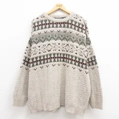 XL/古着 長袖 セーター メンズ 90s 大きいサイズ クルーネック ベージュ カーキ 霜降り他 25sep04 中古 ニット トップス
