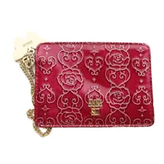 アナスイ ANNA SUI ローズハート パスケース 定期入れ レザー 牛革 エナメル 赤 レッド /AS ■OSのサムネイル