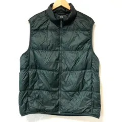 (^w^)b UNIQLO ユニクロ ウルトラライト ダウン ベスト トップス ジャケット ワイドキルト ナイロン100% フェザー 軽量 防寒 アウトドア アクティブ 秋冬 311-449632 ダークグリーン ブラック 黒系 メンズ 男性 サイズ XL