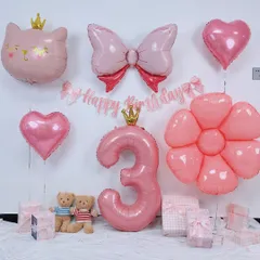 3歳 誕生日 飾り付け、女の子 バースデー 飾り 誕生日 バルーン 飾り バルーンフラワー 誕生日 かざりつけ 女の子