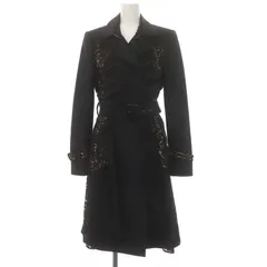 ビーシービージーマックスアズリア BCBGMAXAZRIA レースフリルロングコート ダブル 総裏地 S 黒 ブラック ベージュ /DO ■OSのサムネイル