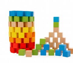 【人気商品】立方体 積み木 100個 キューブ 木製 ブロック 知育玩具 幼児 Sasuga 大人 教材（カラフル）)