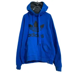 adidasロゴスウェット パーカー M ブルー アディダス プルオーバー 古着卸 アメリカ仕入 a701-5533