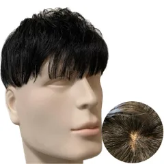 Luce brillare かつら カツラ 男性 部分カツラ メンズ 部分ウィッグ つむじ 頭頂部 人毛100% トップピース 医療用 メンズウィッグ ウィッグ ポイントピース 国内メーカー【必需品3点セット】 無造作ショート＋ [無造作ショート＋]