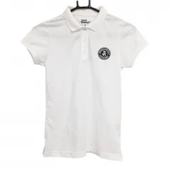 【美品】ジャックバニー 半袖ポロシャツ 白×黒 胸ロゴ レディース 0(S) ゴルフウェア Jack Bunny
