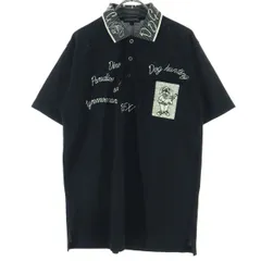 DOG HUNTING ドッグハンティング キャラクター刺繍 半袖 襟デザイン ポロシャツ S ブラック メンズ 古着