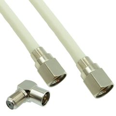 2WAYで使える！4K8K放送対応(～3224MHz)アンテナ4Cケーブル ストレート接栓×接栓 約1m L型プッシュ式変換アダプタ付き テレビ レコーダー 壁掛け アンテナ