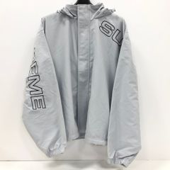 Supreme ジップアップナイロンジャケット グレー L 刺繍ロゴワッシャーナイロンジップアップハイネックジャケット