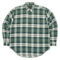 エディーバウアー Eddie Bauer 90s 90年代 オックスフォード ボタンダウンシャツ 黒タグ オールド 長袖 USA ヴィンテージ アメリカ 古着 メンズ シャツ グリーン系 チェック柄 XL【中古】