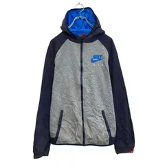 NIKE ロゴスウェット パーカー ナイキ キッズ XL ネイビー グレー フルジップ 古着卸 アメリカ仕入 a703-5045