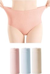 masamilk 레이디스 깊은 신기 일회용 쇼츠 면 3장 세트 하이웨스트 여성용 팬츠 큰 사이즈 개별 포장(핑크/블루/옐로우, XL)