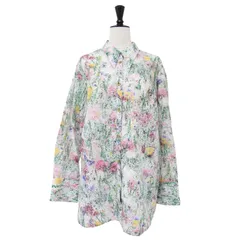 美品 AKIRANAKA アキラナカ シャツ ホワイト系 2(M) Pointillism フラワー 花柄 サイドスリット コットン 長袖 トップス 柄シャツ カジュアル カラフル 個性的【レディース】のサムネイル