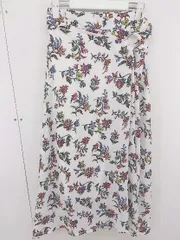 ◇ JEANASIS 花柄 バックウエストゴム ロング フレア スカート サイズ F オフホワイト レッド マルチ レディース  【中古】 【1205100011720】