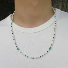 白 ビーズネックレス メンズ レディース ネイティブカラー アクセサリー