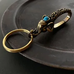 真鍮 キーホルダー キーリング キーフック カラビナ 象 ターコイズ ビンテージ レトロ アンティーク アクセサリー パーツ ハンドメイド 206