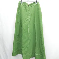 ◇ ⊂ N Natural Beauty Basic バイカラーステッチ マキシ Aライン スカート サイズM グリーン レディース E  【1412090023361】