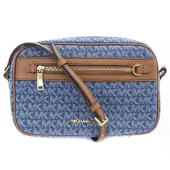 マイケルコース MICHAEL KORS 22SS JET SET ITEM デニム ショルダーバッグ 切替 レザー 茶色 青のサムネイル