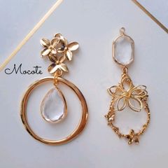 シンプル  小花❁* ガラスカット ピアス/イヤリング