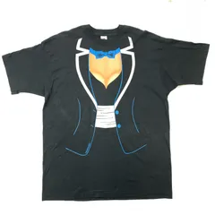 【物流センター】 中古 FRUIT OF THE LOOM | フルーツオブザルーム 半袖Ｔシャツ 80年代　だまし絵プリント　タキシード　シングルステッチ　　 ブラック サイズ：XXL 【101】