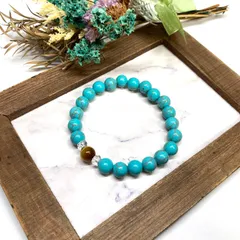 タイガーアイ&ターコイズ ブレスレット パワーストーン   / メンズ レディース 男性 女性 金運 仕事運 お守り ハンドメイド ★